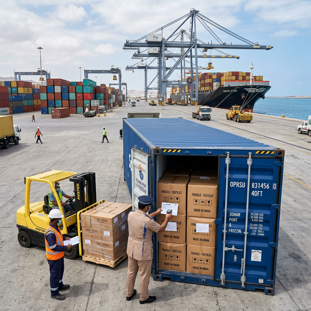 Container ship carrying LCL shared cargo across the Arabian Sea